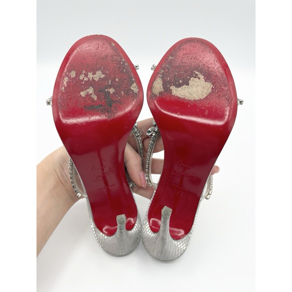 Christian Louboutin Silver Crystal Embellished Stiletto Sandals - Picture 8 of 15